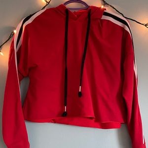 Red cropped hoodie